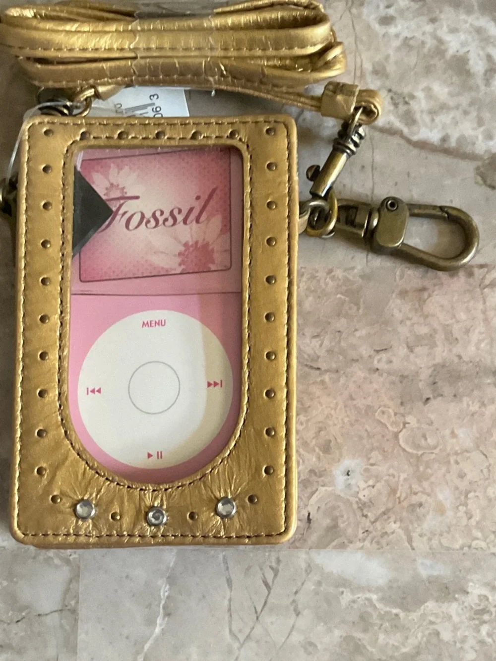 Fossil Gold  Ipod Wristlet Case with Clip